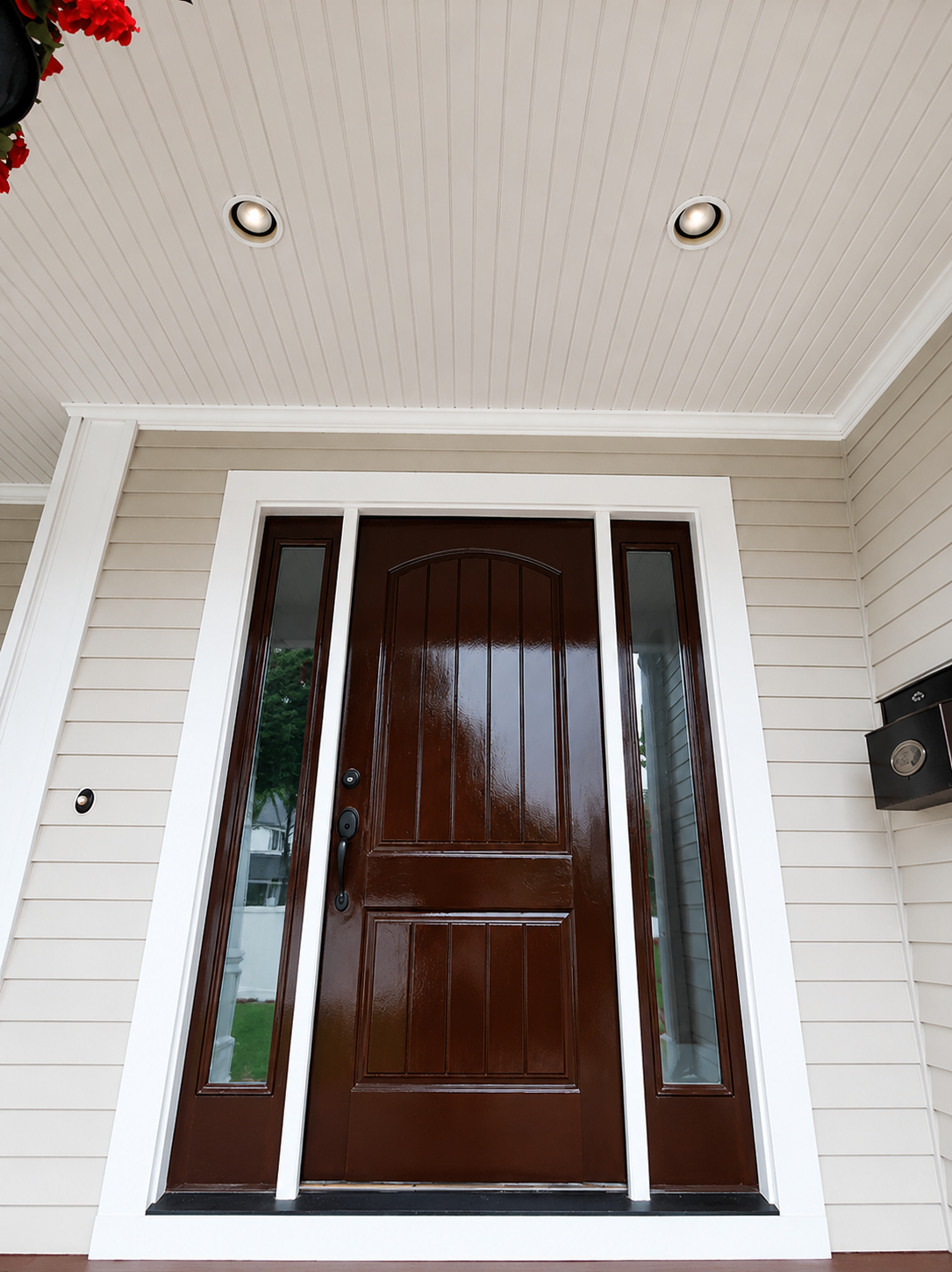 Residential door exterior painting project by Alinton's Painting in Massachusetts