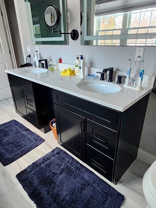 Bathroom vanity cabinet painting and refinishing
